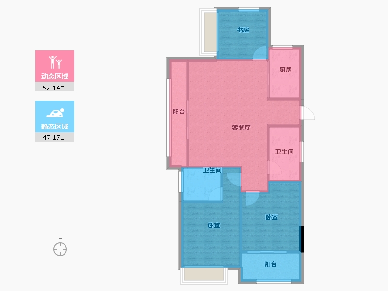 浙江省-嘉兴市-远辰名辰学府-90.67-户型库-动静分区