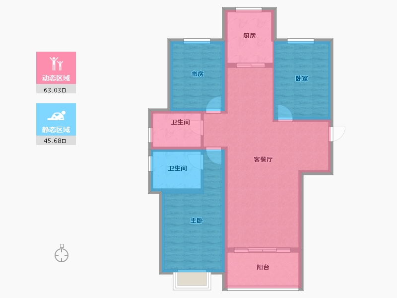 陕西省-宝鸡市-龙泉尚居-97.46-户型库-动静分区