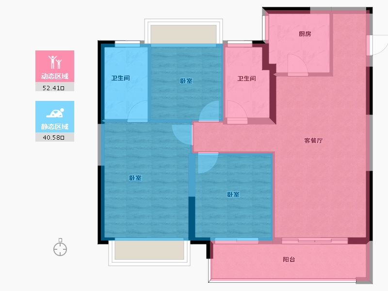 江苏省-南京市-璀璨云著-84.04-户型库-动静分区