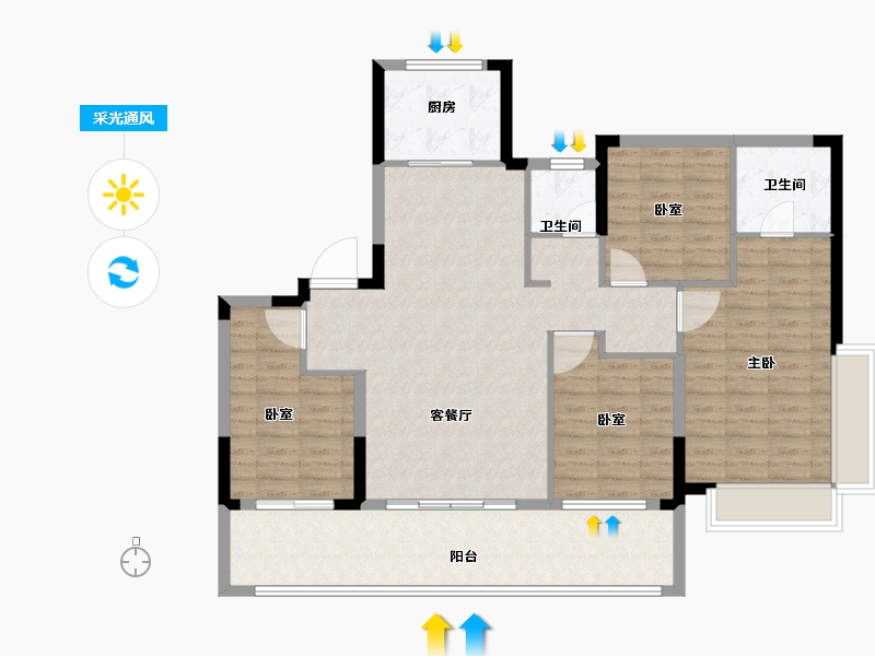 浙江省-台州市-方远建发·缦云-114.00-户型库-采光通风