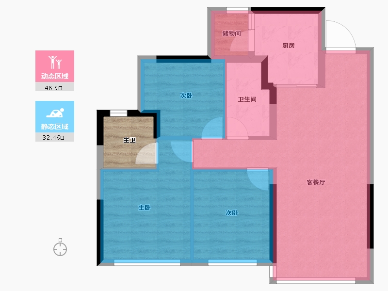 四川省-成都市-国投新希望锦和府-74.40-户型库-动静分区