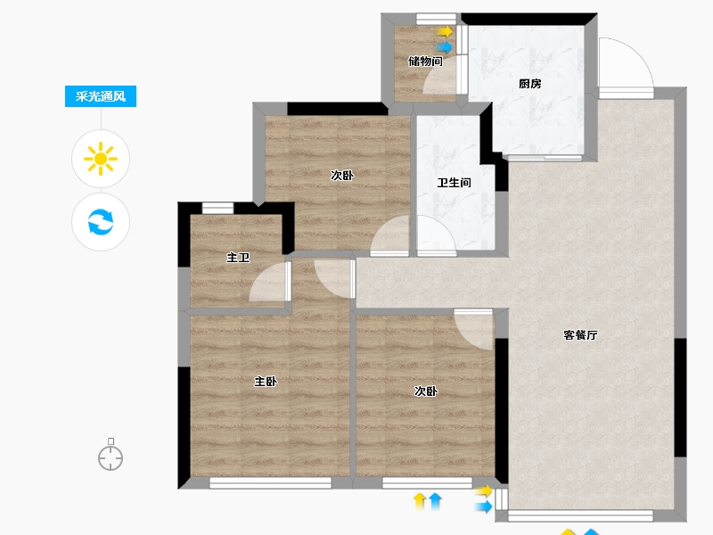 四川省-成都市-国投新希望锦和府-74.40-户型库-采光通风