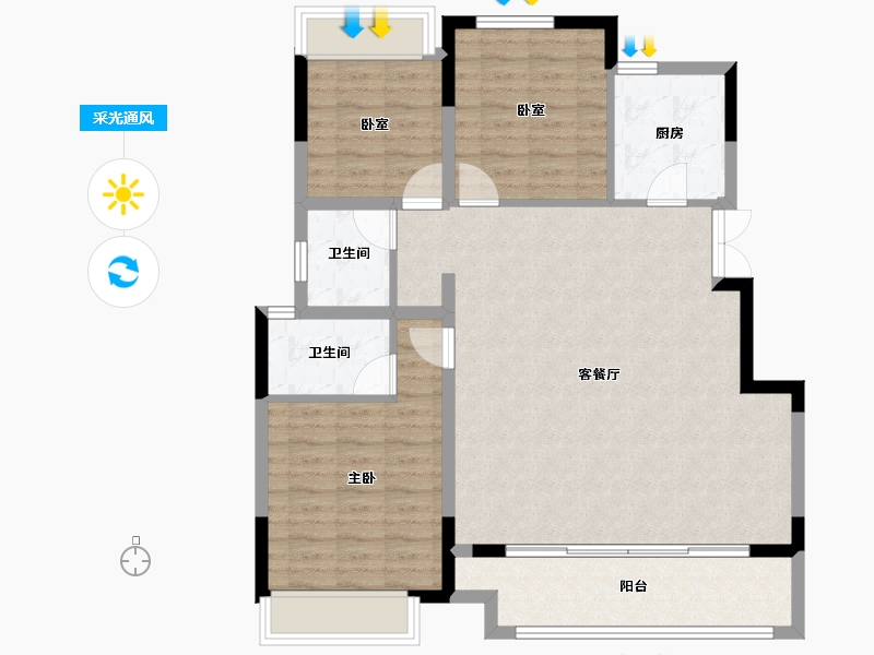 江苏省-苏州市-紫锦墅院-100.00-户型库-采光通风