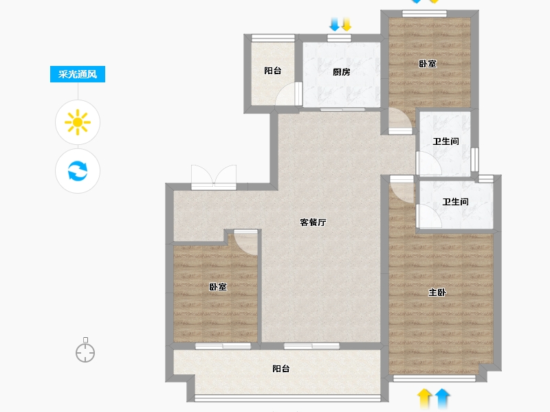 陕西省-榆林市-柏贤府-102.39-户型库-采光通风