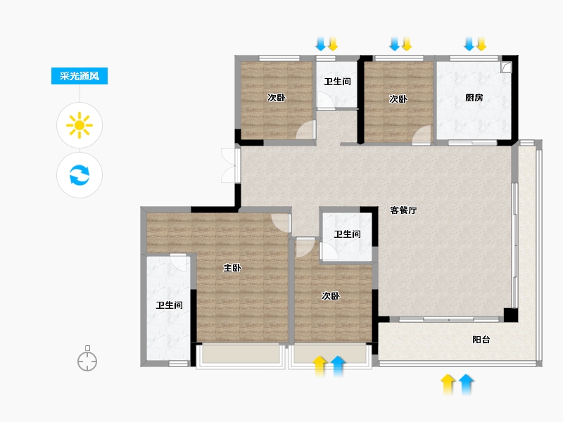 浙江省-杭州市-樾章璟琇名邸-152.01-户型库-采光通风