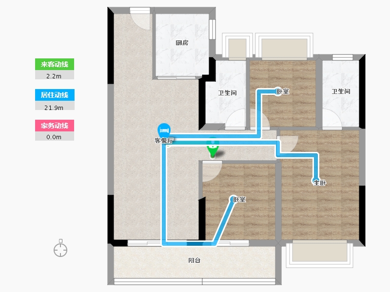 湖北省-宜昌市-宝业沁园-80.49-户型库-动静线