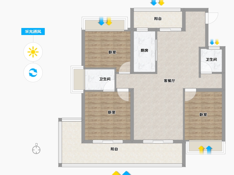 河南省-南阳市-金水港-105.60-户型库-采光通风