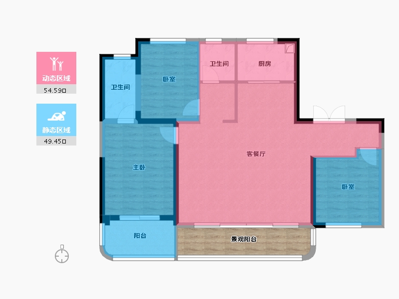 陕西省-西安市-鼎诚御峰里-103.17-户型库-动静分区