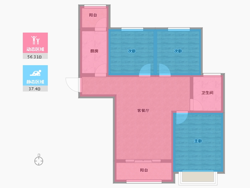 山西省-晋城市-星湖湾三期-83.04-户型库-动静分区