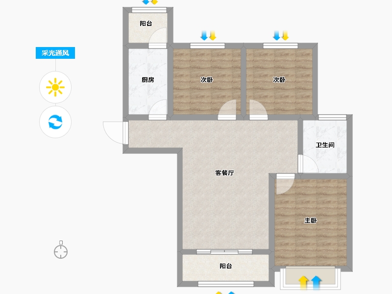 山西省-晋城市-星湖湾三期-83.04-户型库-采光通风