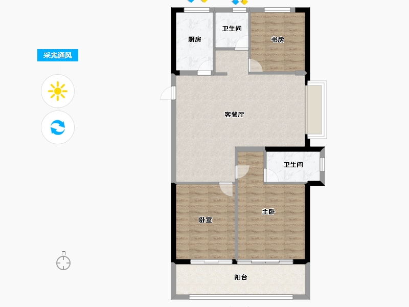 浙江省-宁波市-璟辰府-92.00-户型库-采光通风