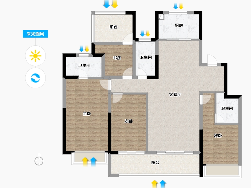 海南省-海口市-元垄·望品-123.21-户型库-采光通风