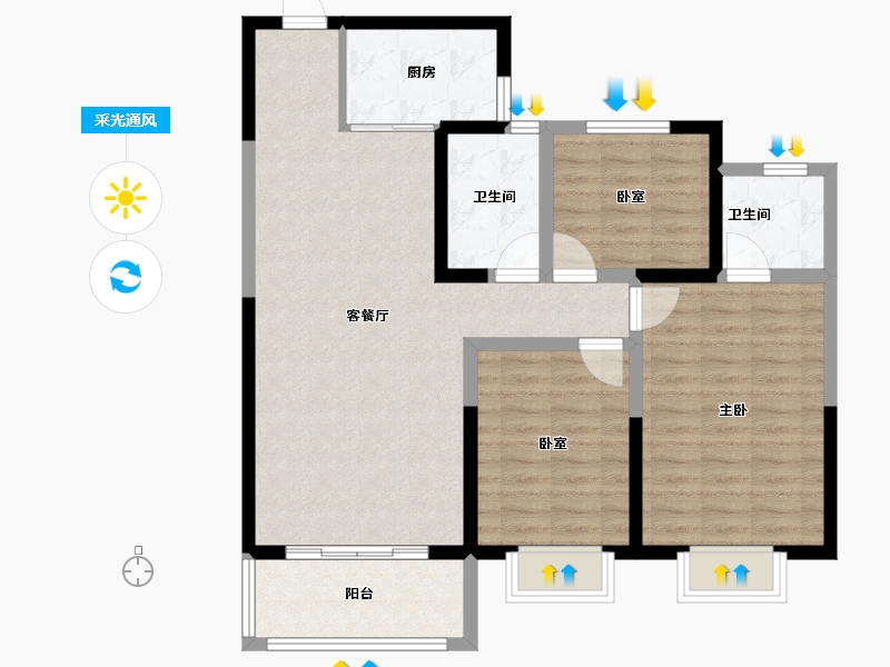 山西省-运城市-都市花园春天里-96.00-户型库-采光通风