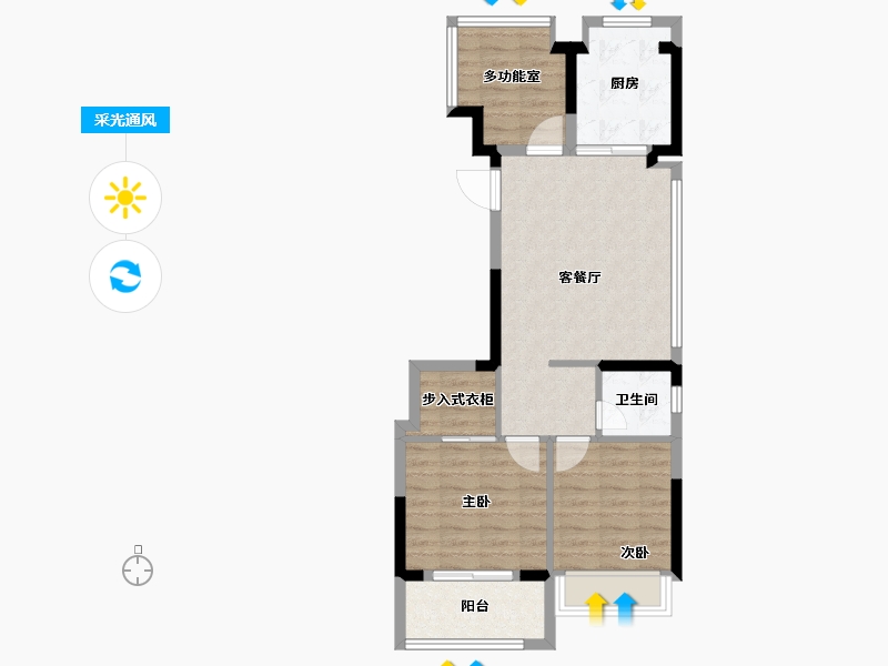 上海-上海市-中铁建万科朗拾花语-68.00-户型库-采光通风