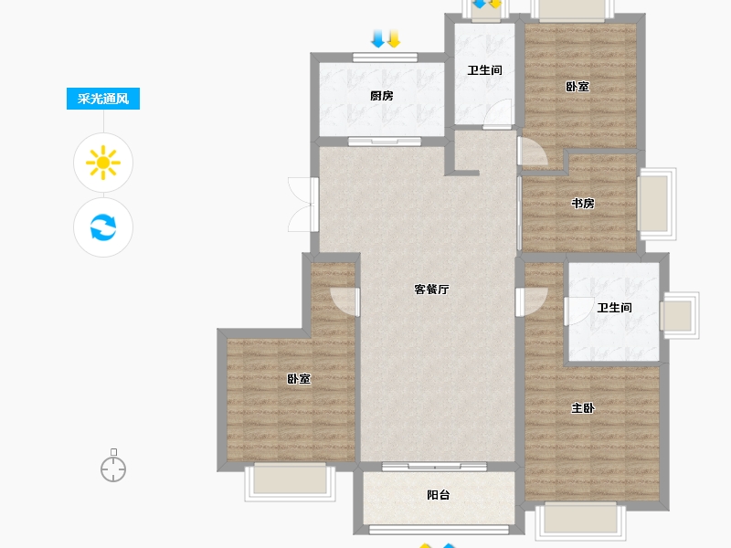 上海-上海市-天安1号-119.36-户型库-采光通风