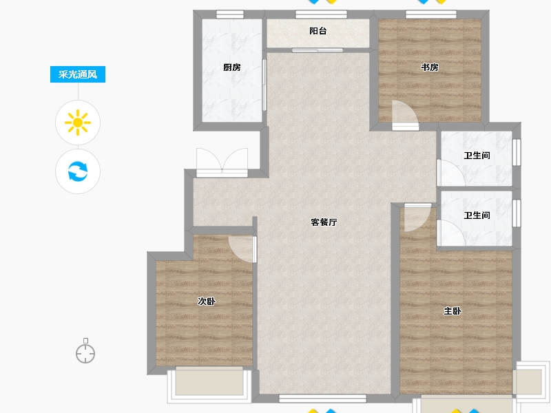 内蒙古自治区-通辽市-通辽·桃花源-92.51-户型库-采光通风