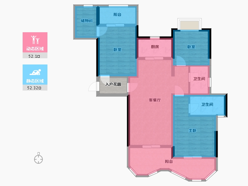 海南省-三亚市-新华联香水湾-95.52-户型库-动静分区