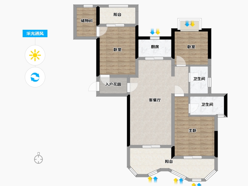 海南省-三亚市-新华联香水湾-95.52-户型库-采光通风