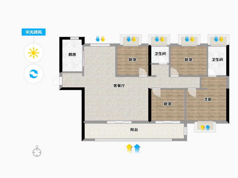 福建省-泉州市-莲花禧上-111.06-户型库-采光通风