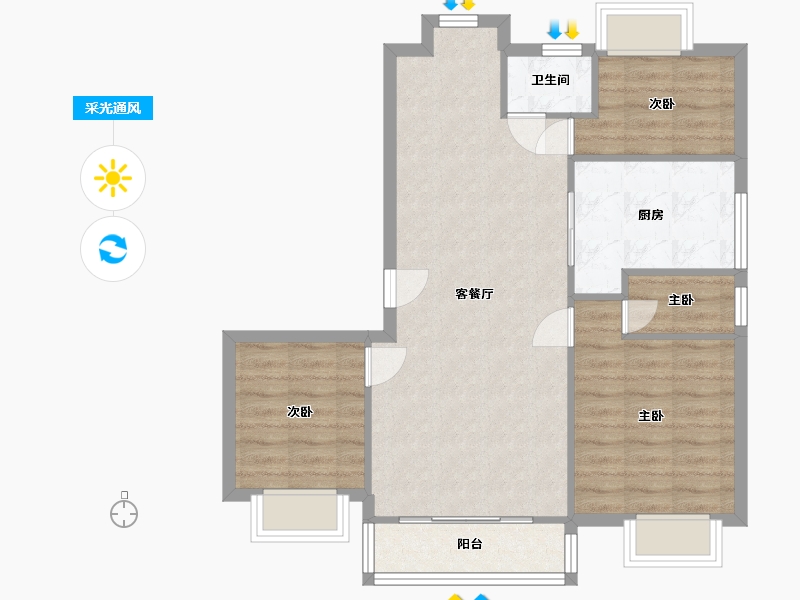 江苏省-宿迁市-碧桂园南城首府-114.64-户型库-采光通风