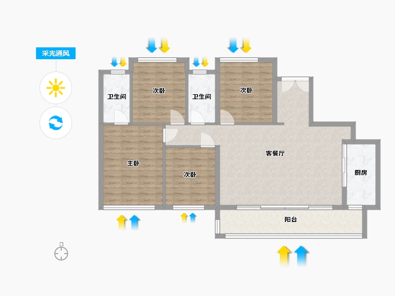 四川省-成都市-保利天府和颂-107.54-户型库-采光通风