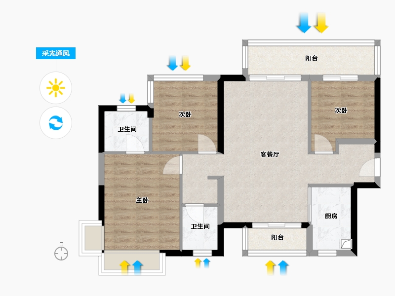 广西壮族自治区-柳州市-旭辉江来-90.40-户型库-采光通风