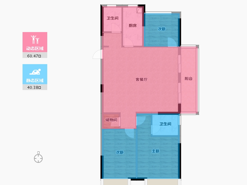 河南省-郑州市-昆仑望岳西苑-100.80-户型库-动静分区