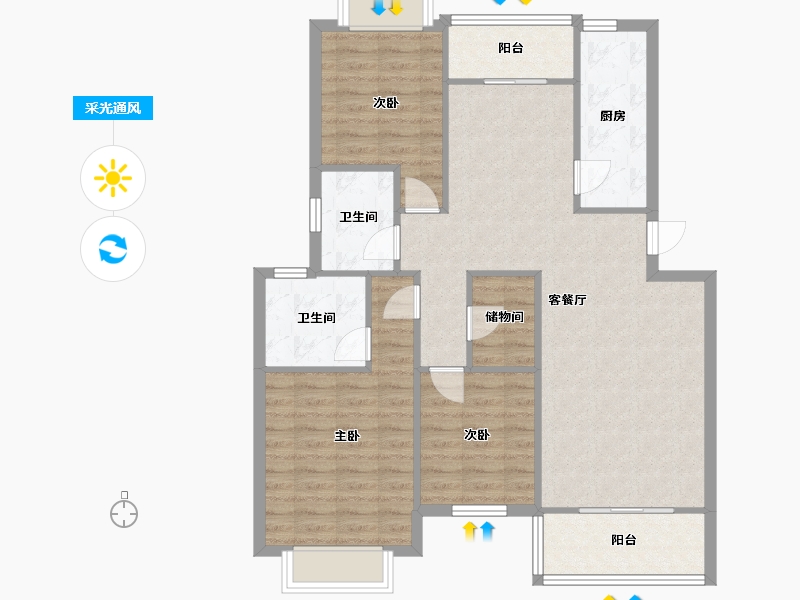 湖北省-武汉市-佳源花都-二期-92.99-户型库-采光通风