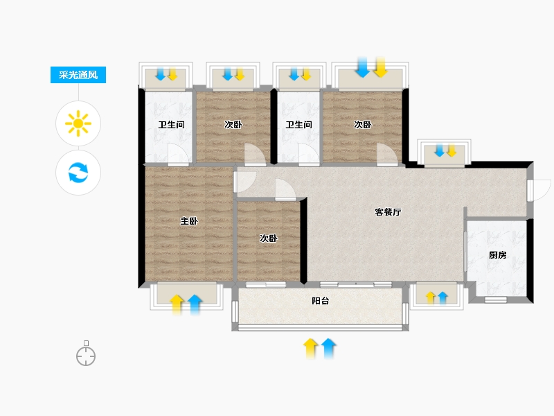 广东省-深圳市-万丰海岸城瀚府二期-95.99-户型库-采光通风