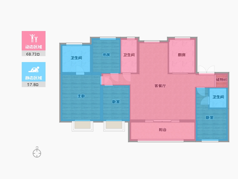 广东省-珠海市-华发·湾玺壹号-114.33-户型库-动静分区