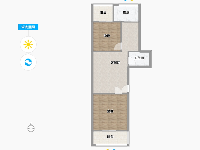 山西省-太原市-彭西二巷教委宿舍-65.00-户型库-采光通风