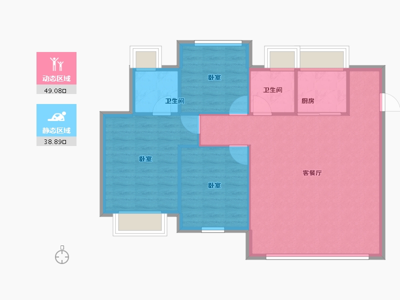 福建省-厦门市-象屿西溪云境-80.68-户型库-动静分区