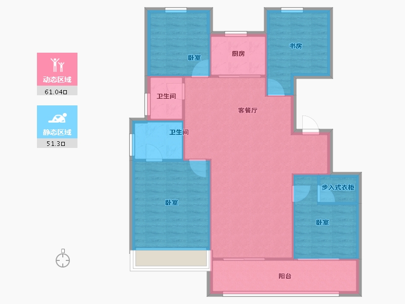 浙江省-杭州市-地铁越秀·星漫云渚-102.87-户型库-动静分区