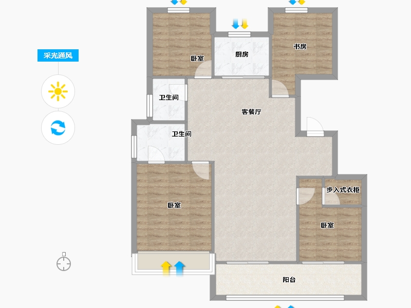 浙江省-杭州市-地铁越秀·星漫云渚-102.87-户型库-采光通风