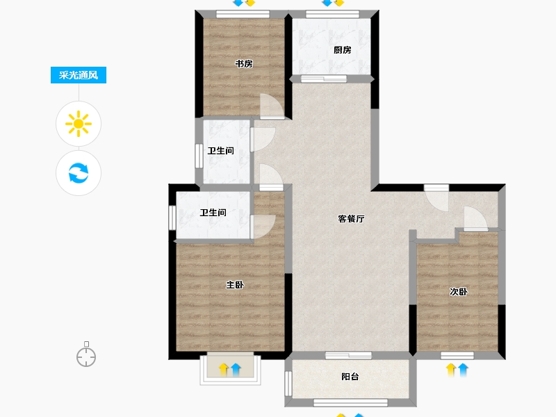 山东省-德州市-尚得公馆-95.54-户型库-采光通风