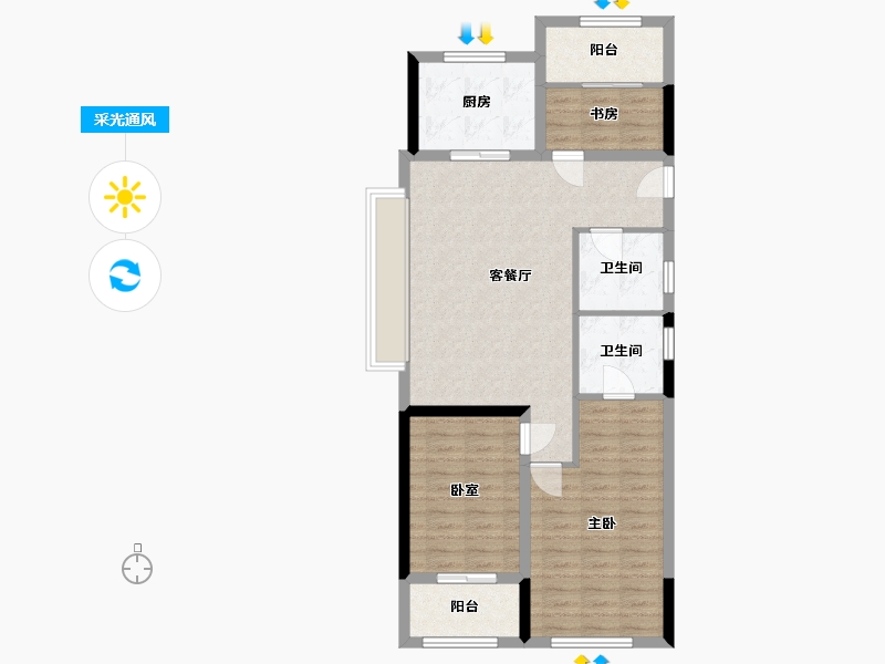 浙江省-湖州市-祥新玖境府-87.76-户型库-采光通风