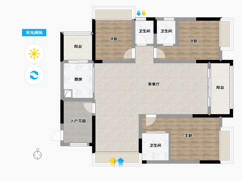 四川省-绵阳市-宏博-105.90-户型库-采光通风