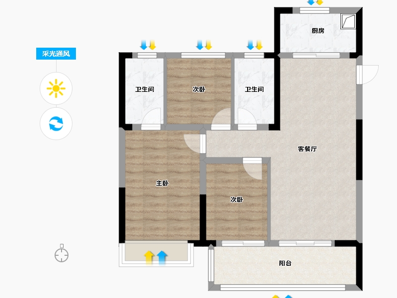 河南省-郑州市-电建郑州洺悦天玺-79.20-户型库-采光通风