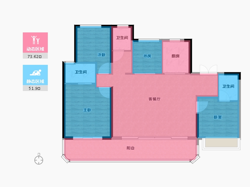 陕西省-西安市-鼎诚御峰里-114.53-户型库-动静分区