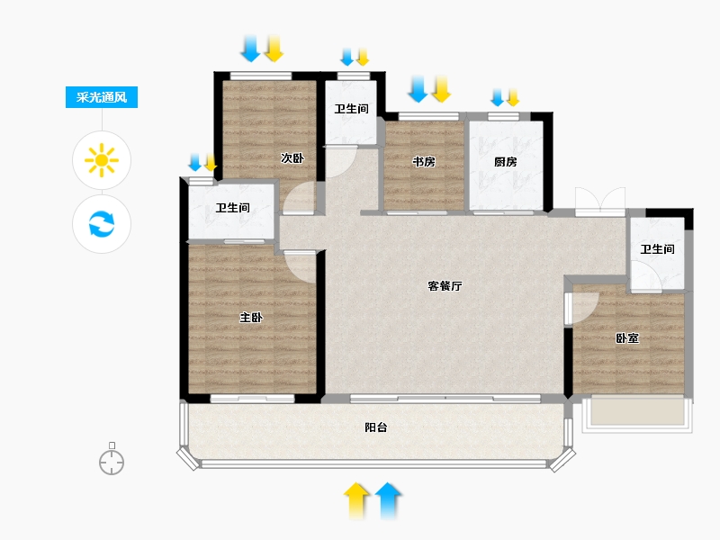 陕西省-西安市-鼎诚御峰里-114.53-户型库-采光通风