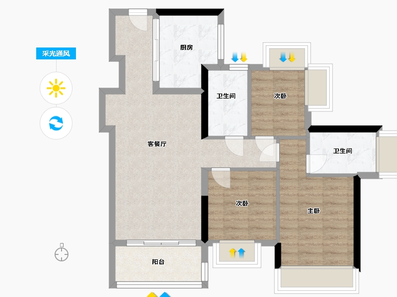 广东省-深圳市-星河盛境3期-71.46-户型库-采光通风