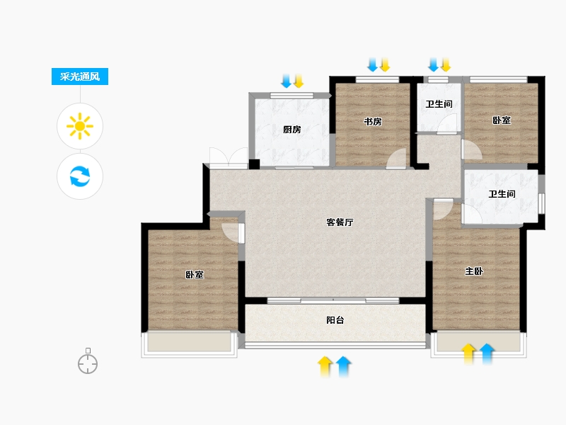 浙江省-杭州市-兴耀月琉璃-120.13-户型库-采光通风