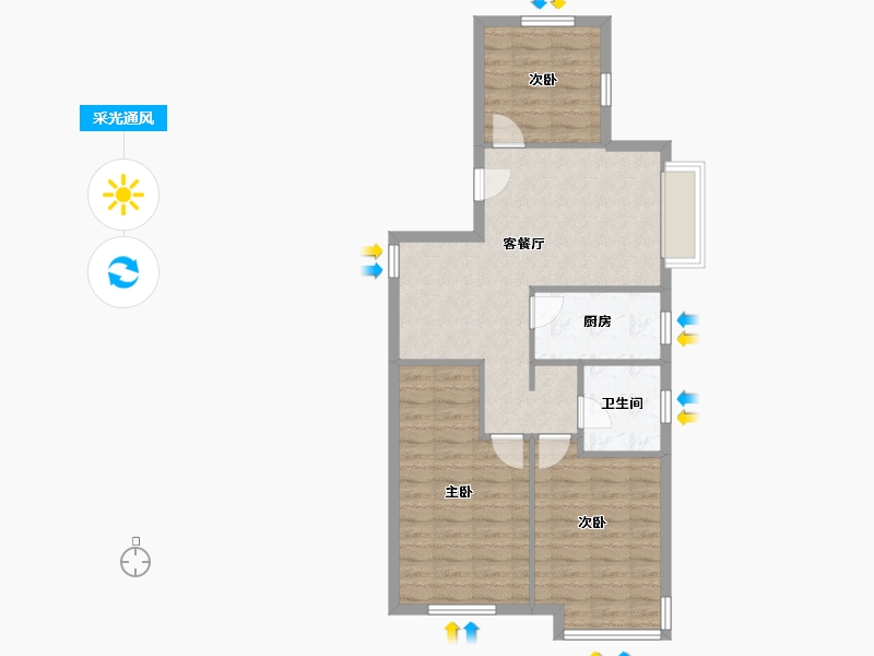 山东省-青岛市-小水清沟花园-81.00-户型库-采光通风