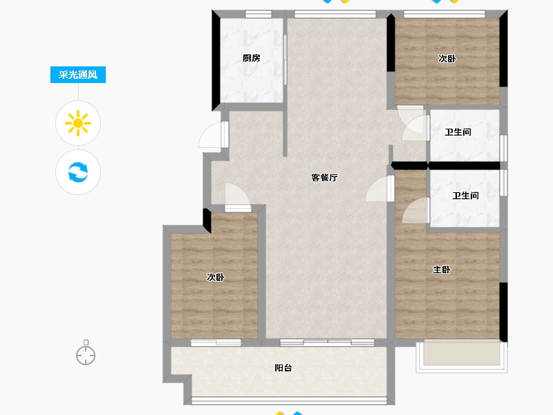 安徽省-滁州市-碧桂园十里春风-101.60-户型库-采光通风