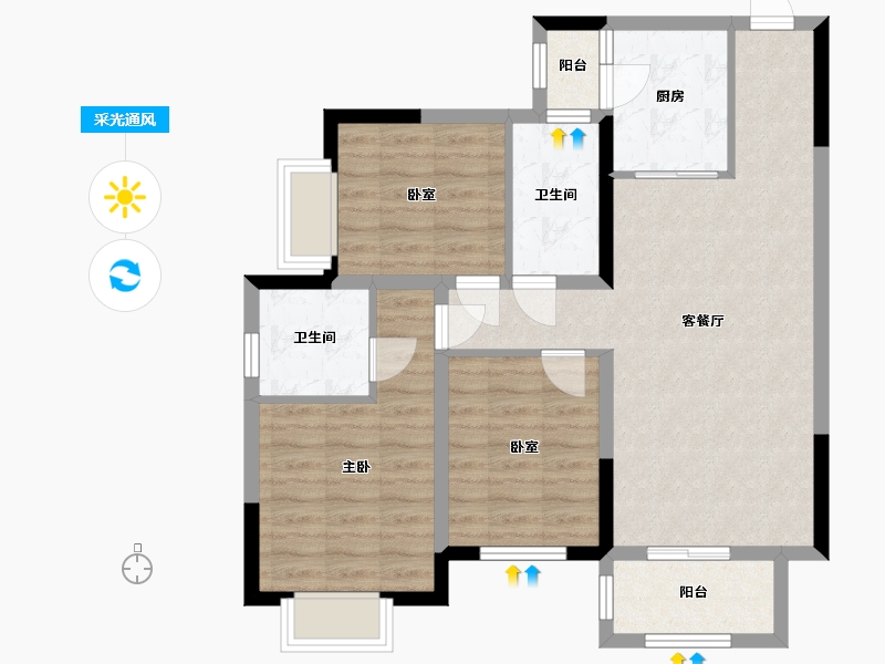 四川省-成都市-正兴紫瑞里-82.08-户型库-采光通风