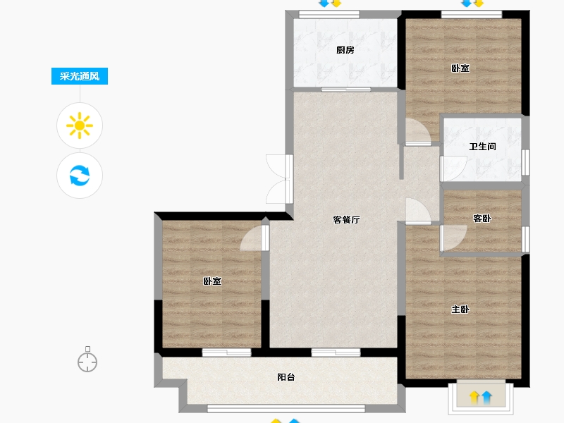 陕西省-西安市-金开·观唐府-95.84-户型库-采光通风