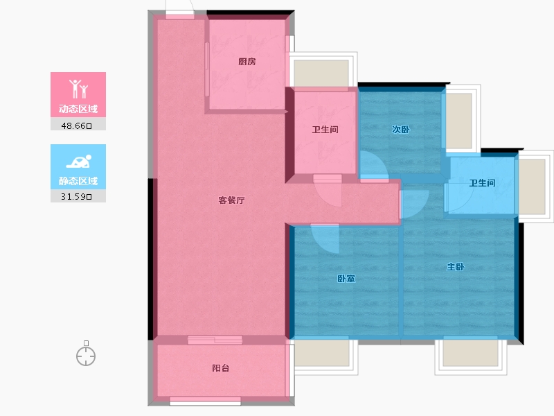 广东省-深圳市-创城云璞-71.40-户型库-动静分区