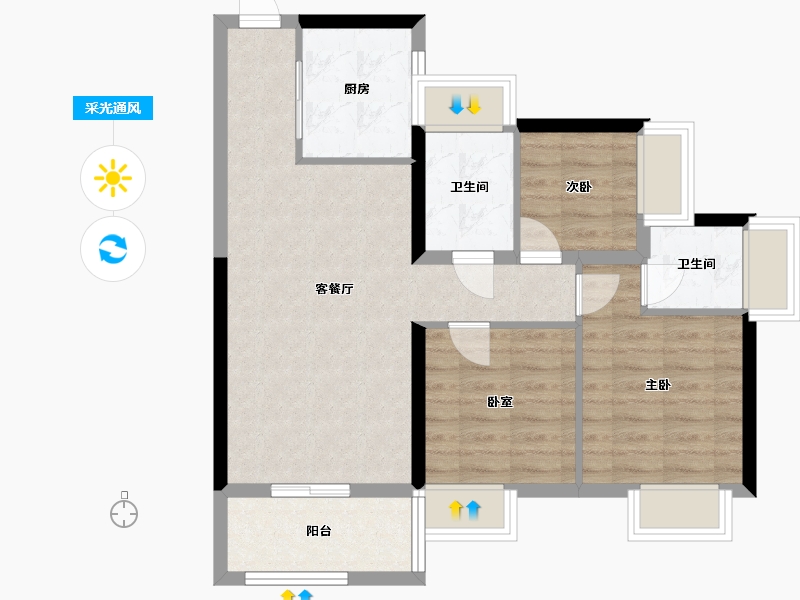 广东省-深圳市-创城云璞-71.40-户型库-采光通风