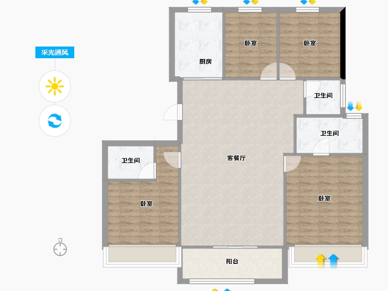 江苏省-徐州市-保利建发天瑞-113.40-户型库-采光通风