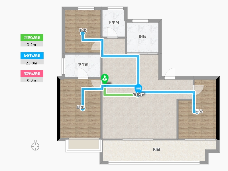 陕西省-榆林市-泓泰铂悦小区-100.67-户型库-动静线